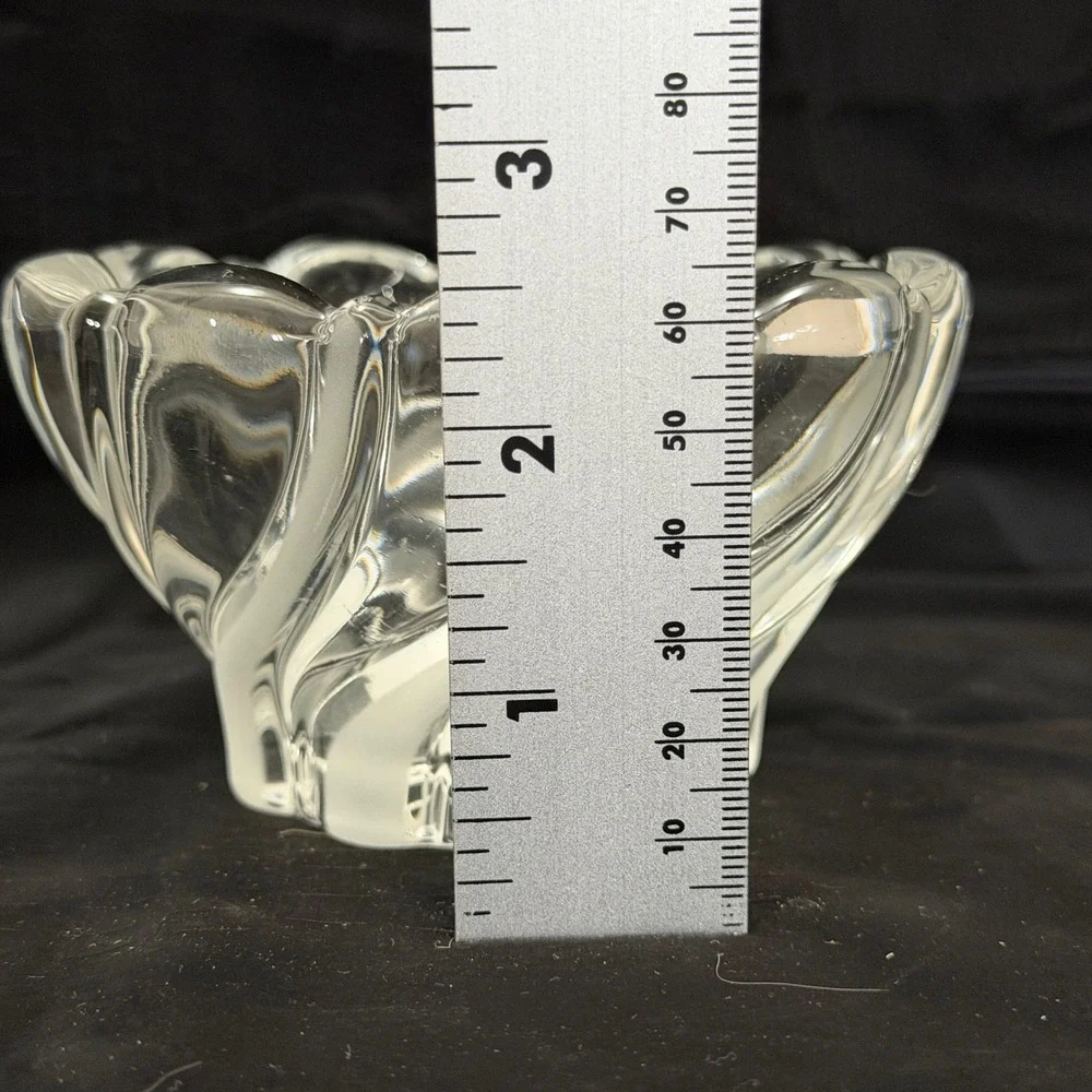 Mikasa Crystal Candle Holder Peppermint‎ Frost Germany Swirl Glass Votive Dish